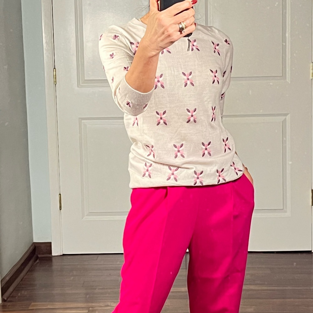 J.Crew 100% merino wool Tippi sweater with embroidery size S